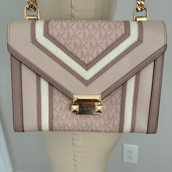 Michael Kors Rose Signature Coated Canvas and Leather Whitney Shoulder Bag - Picture 3 of 14